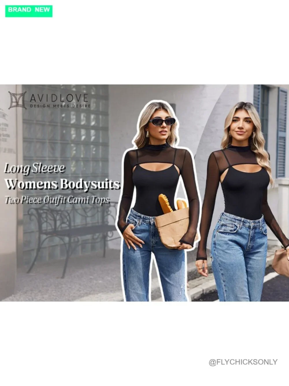 Mesh Long Sleeve Bodysuit Two Piece Outfit Cami Top Shapewear Thong